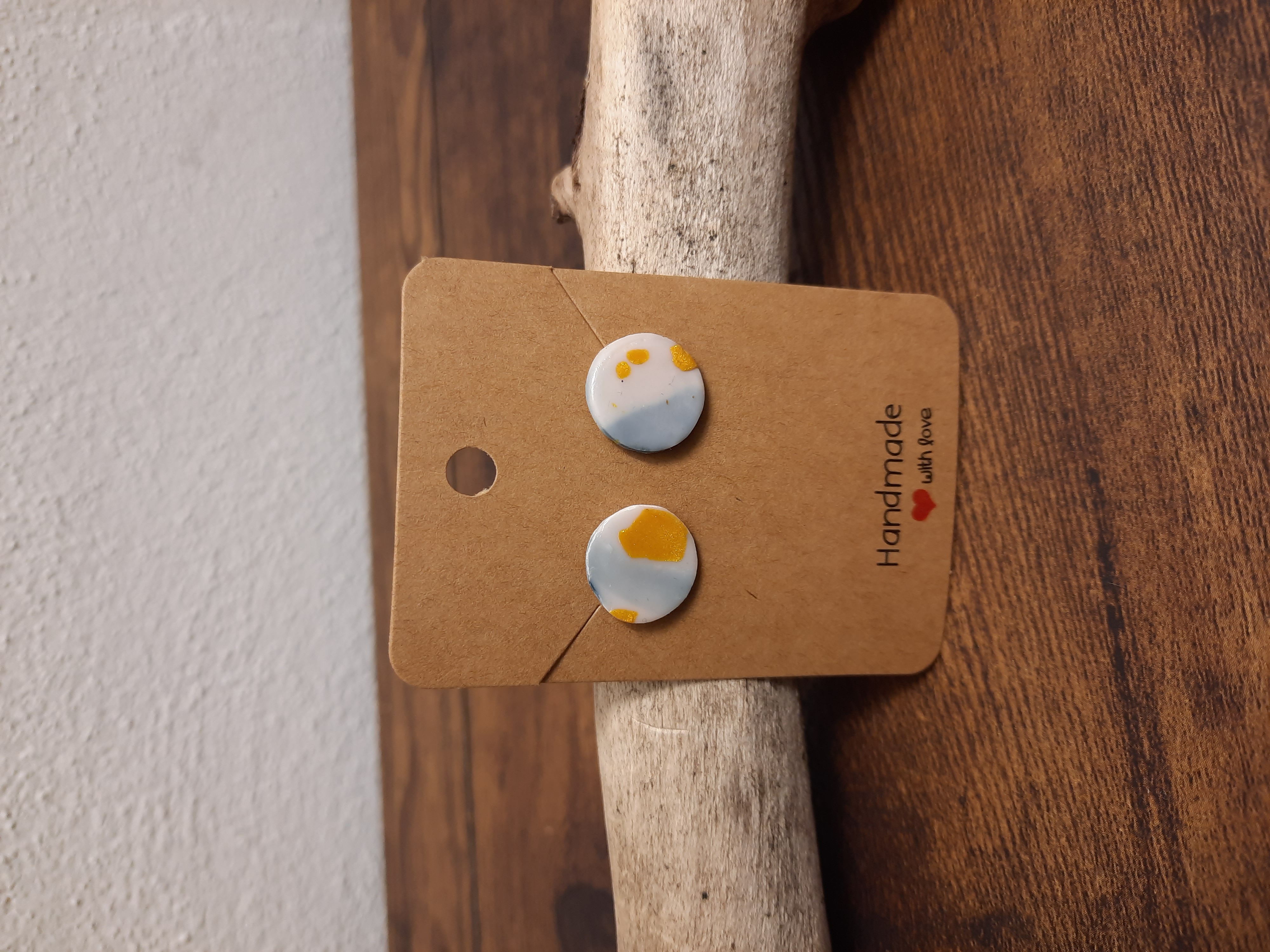 Ohrstecker blau-gelb Farbklex